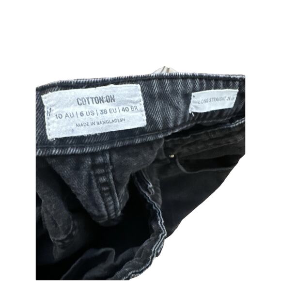 Cotton On Jeans Womens 10 Black Long Straight 30 - Picture 9 of 9